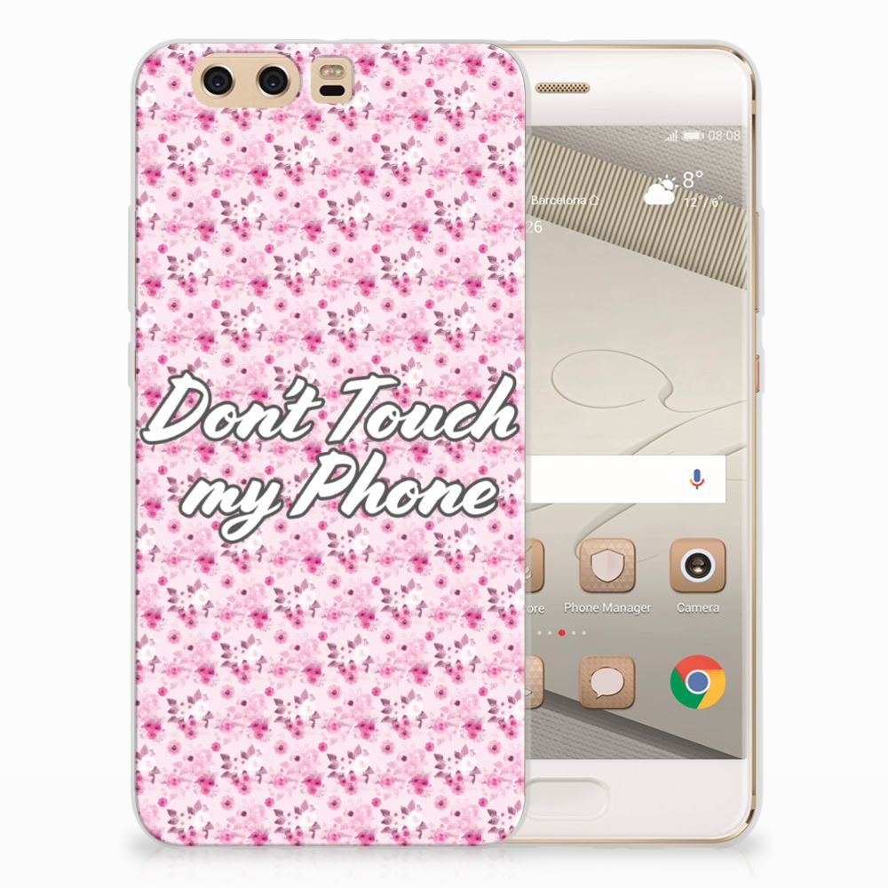Huawei P10 Plus Silicone-hoesje Flowers Pink DTMP