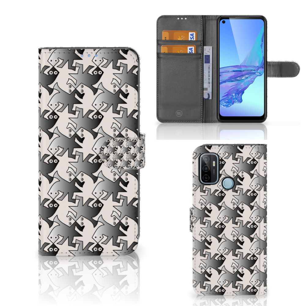 OPPO A53 | OPPO A53s Telefoonhoesje met Pasjes Salamander Grey