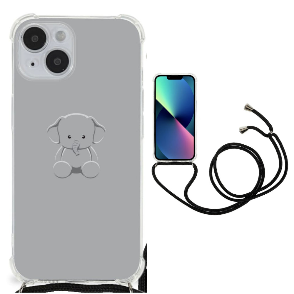 iPhone 14 Stevig Bumper Hoesje Grijs Baby Olifant