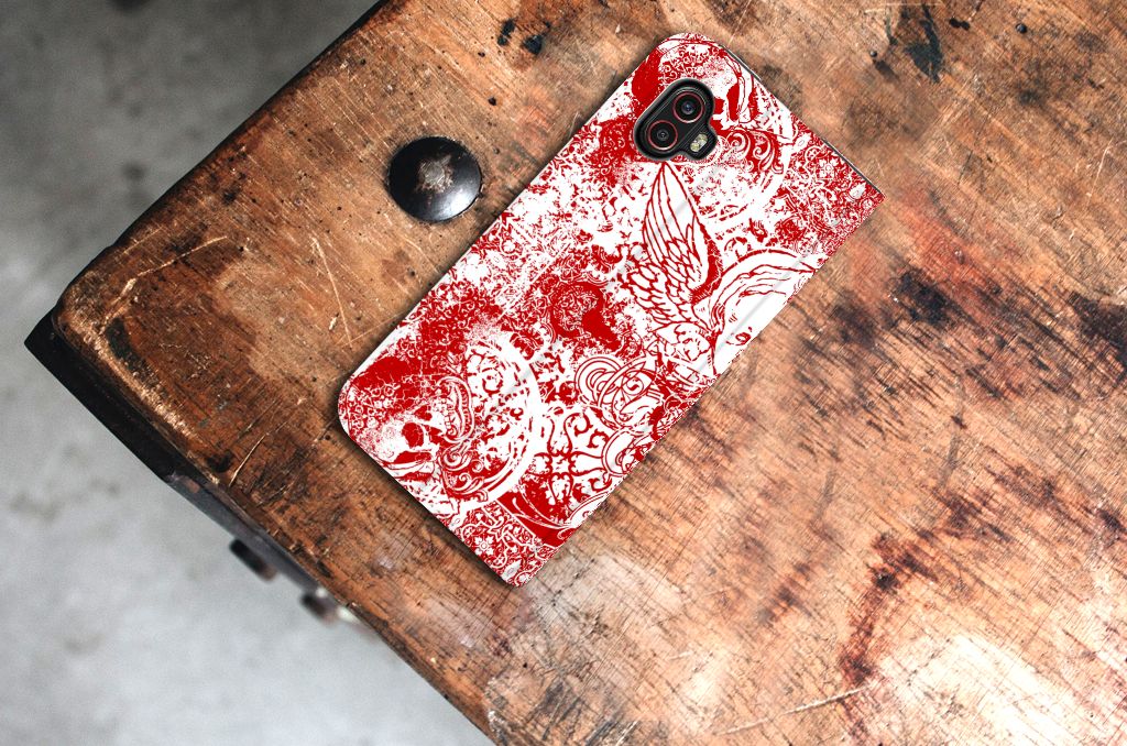 Mobiel BookCase Samsung Galaxy Xcover 6 Pro Angel Skull Rood - B2C Telecom