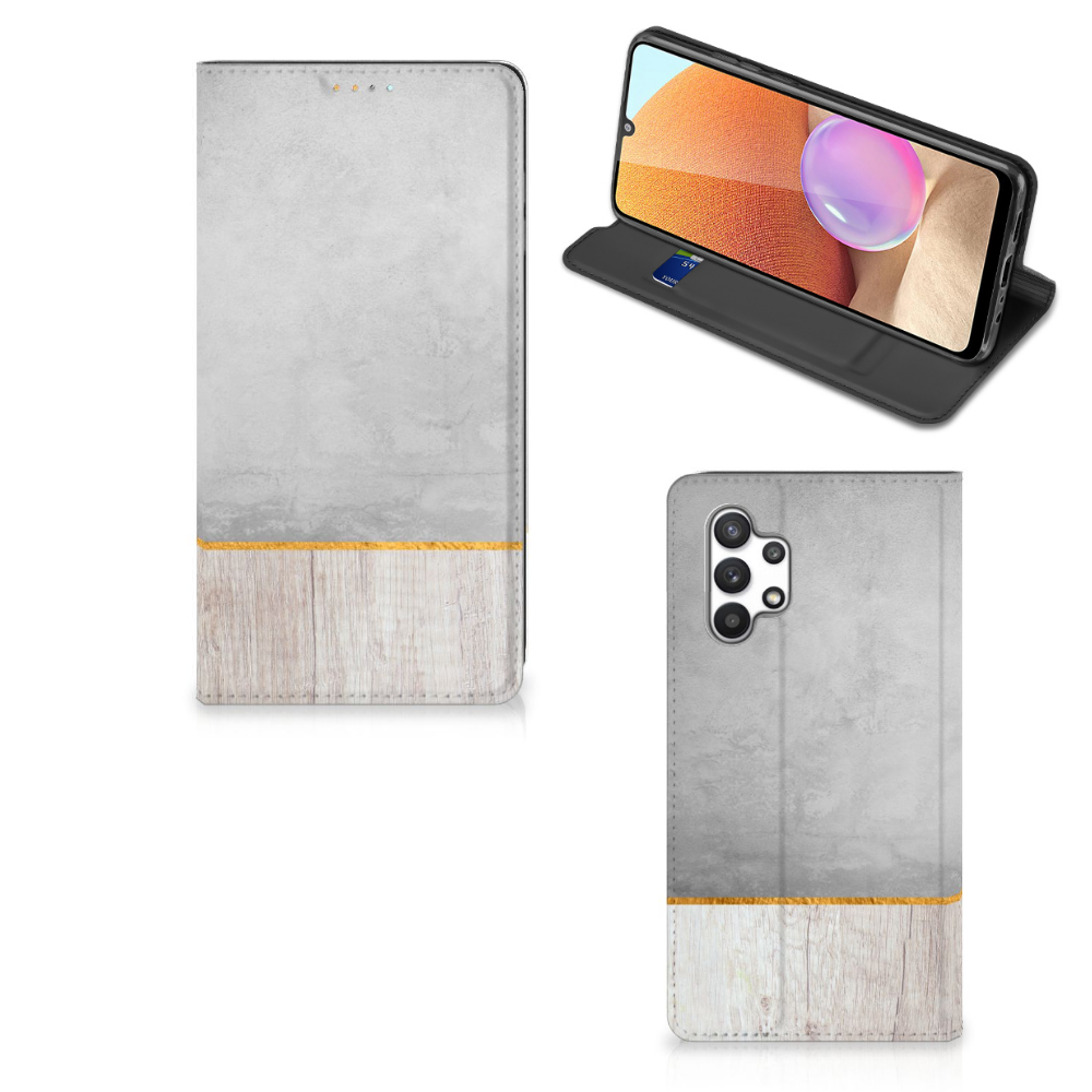 Samsung Galaxy A32 4G | A32 5G Enterprise Editie Book Wallet Case Wood Concrete - B2C Telecom