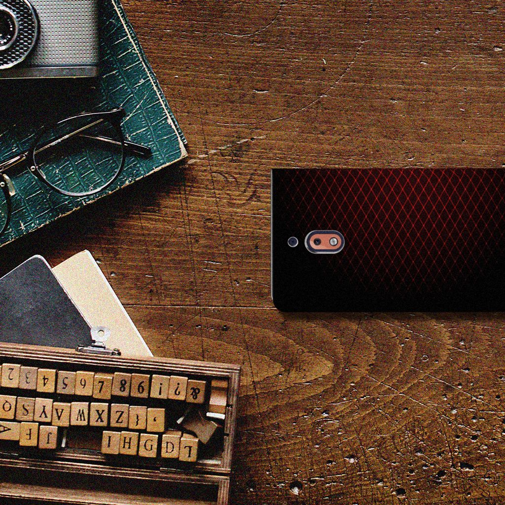 Nokia 2.1 2018 Hoesje met Magneet Geruit Rood