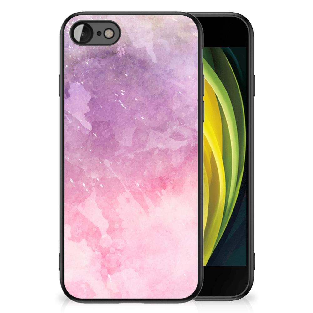 Kleurrijke Telefoonhoesje iPhone SE 2022 | SE 2020 | 7/8 Pink Purple Paint in watercolor design.