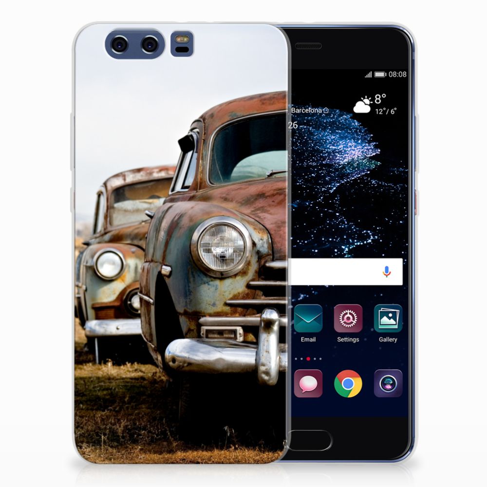 Huawei P10 Plus Siliconen Hoesje met foto Vintage Auto