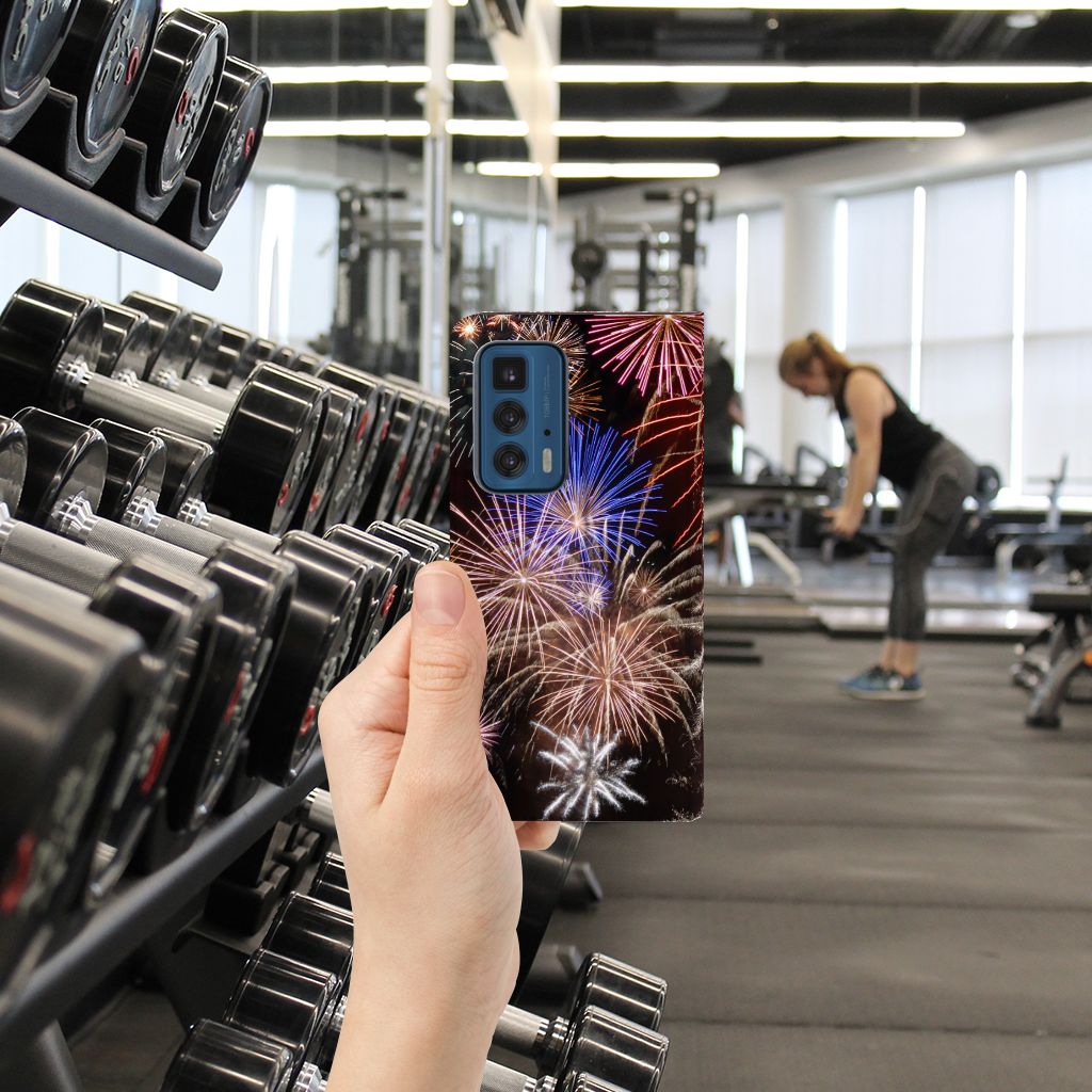 Motorola Edge 20 Pro Hippe Standcase Vuurwerk - B2C Telecom