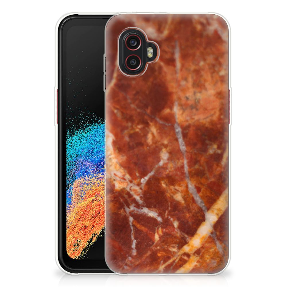 Samsung Galaxy Xcover 6 Pro TPU Siliconen Hoesje Marmer Bruin B2C Telecom
