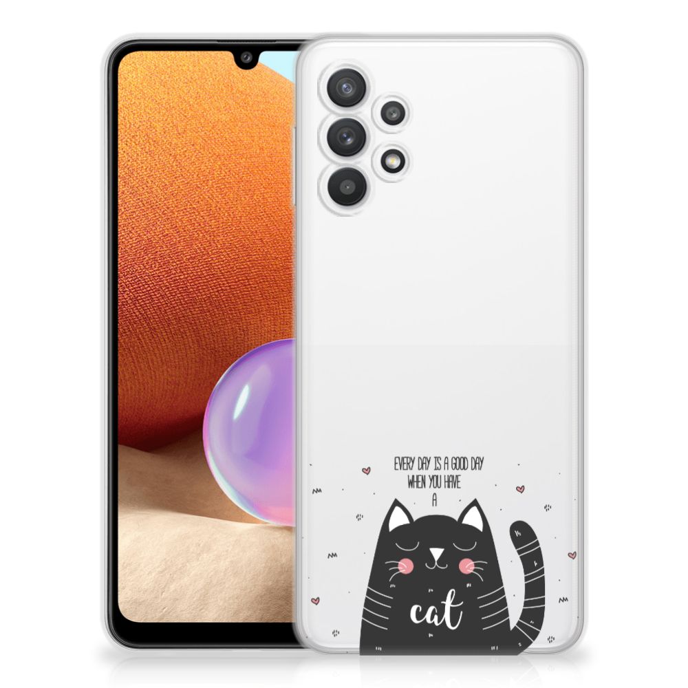 Samsung Galaxy A32 4G | A32 5G Enterprise Editie Telefoonhoesje met Naam Cat Good Day B2C Telecom