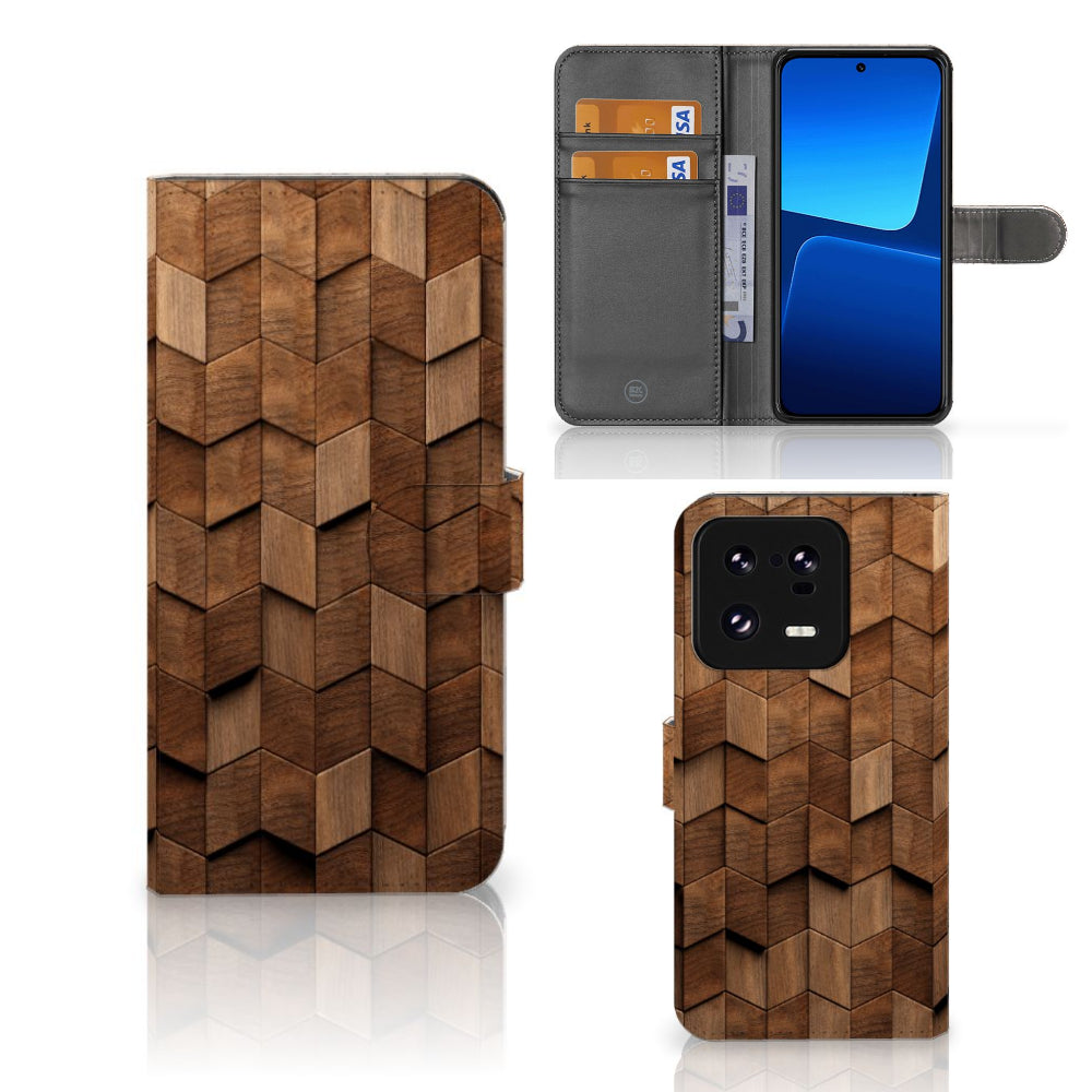 Book Style Case voor Xiaomi 13 Pro Wooden Cubes