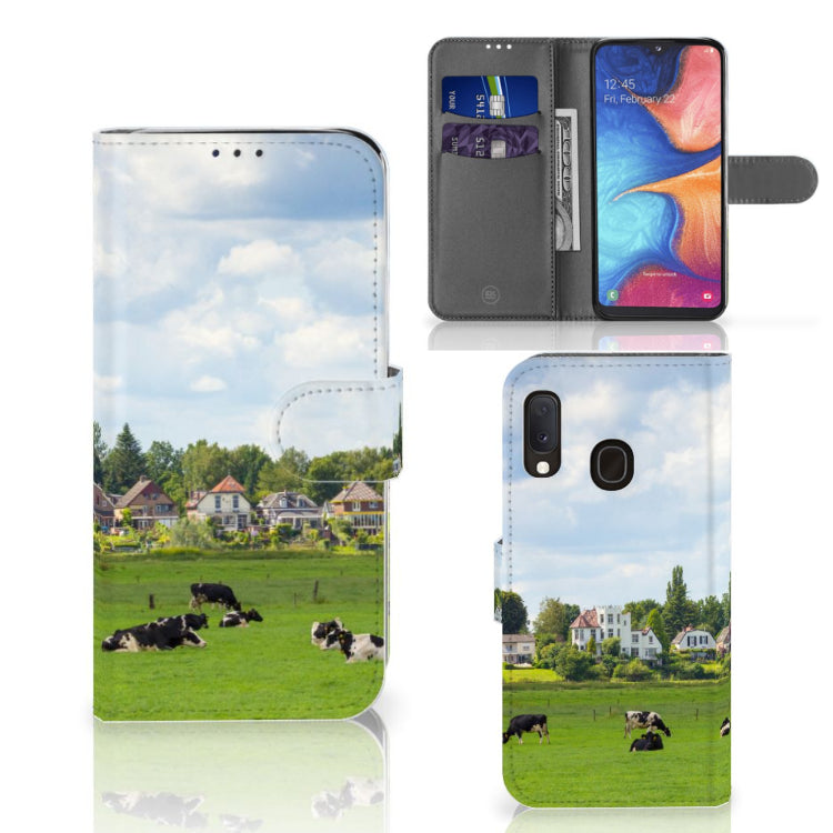 Samsung Galaxy A20e Telefoonhoesje met Pasjes Koeien