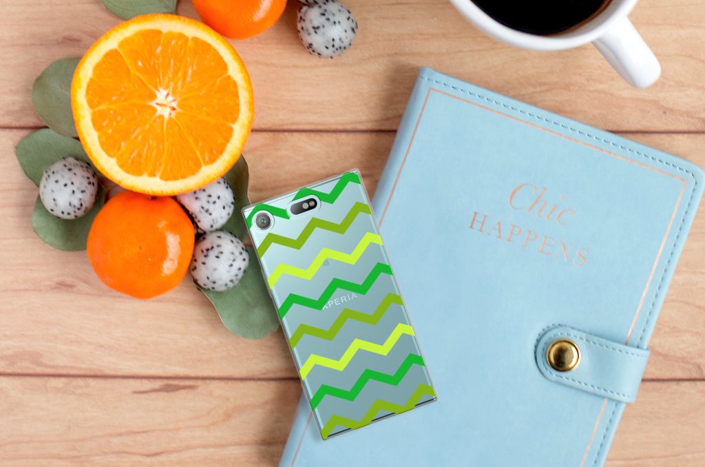Sony Xperia XZ1 Compact TPU bumper Zigzag Groen