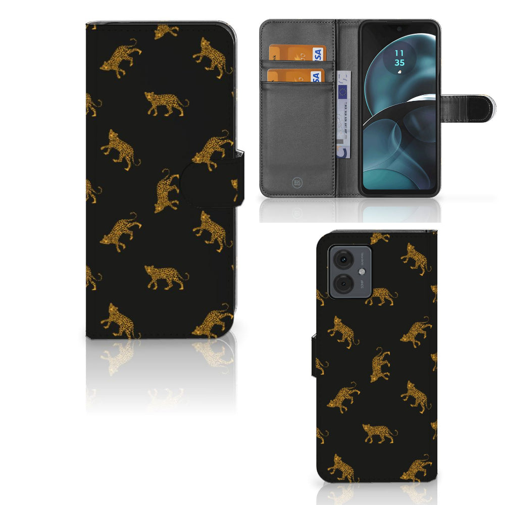 Telefoonhoesje met Pasjes voor Motorola Moto G14 Leopards
