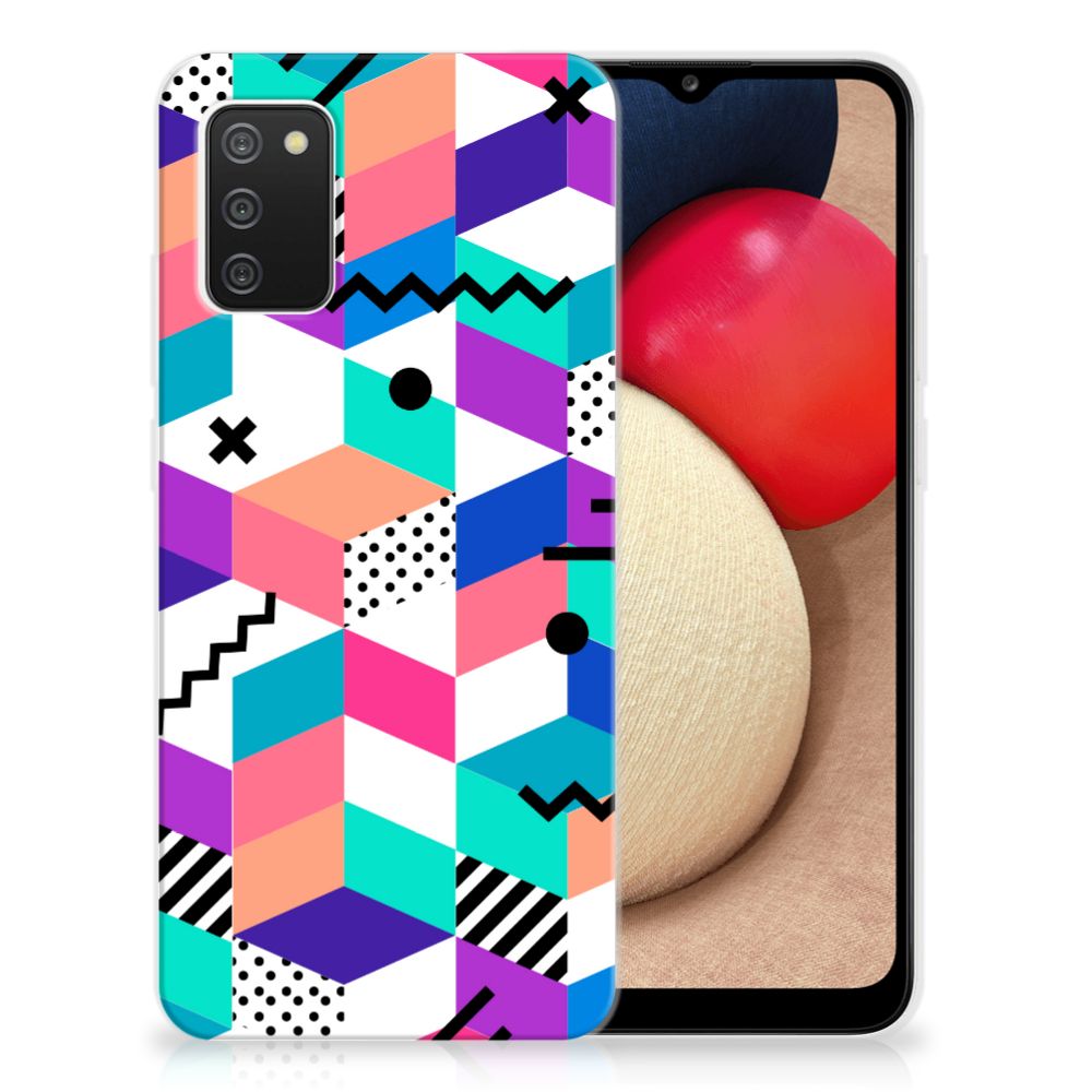 Samsung Galaxy A02s TPU Hoesje Blokken Kleurrijk