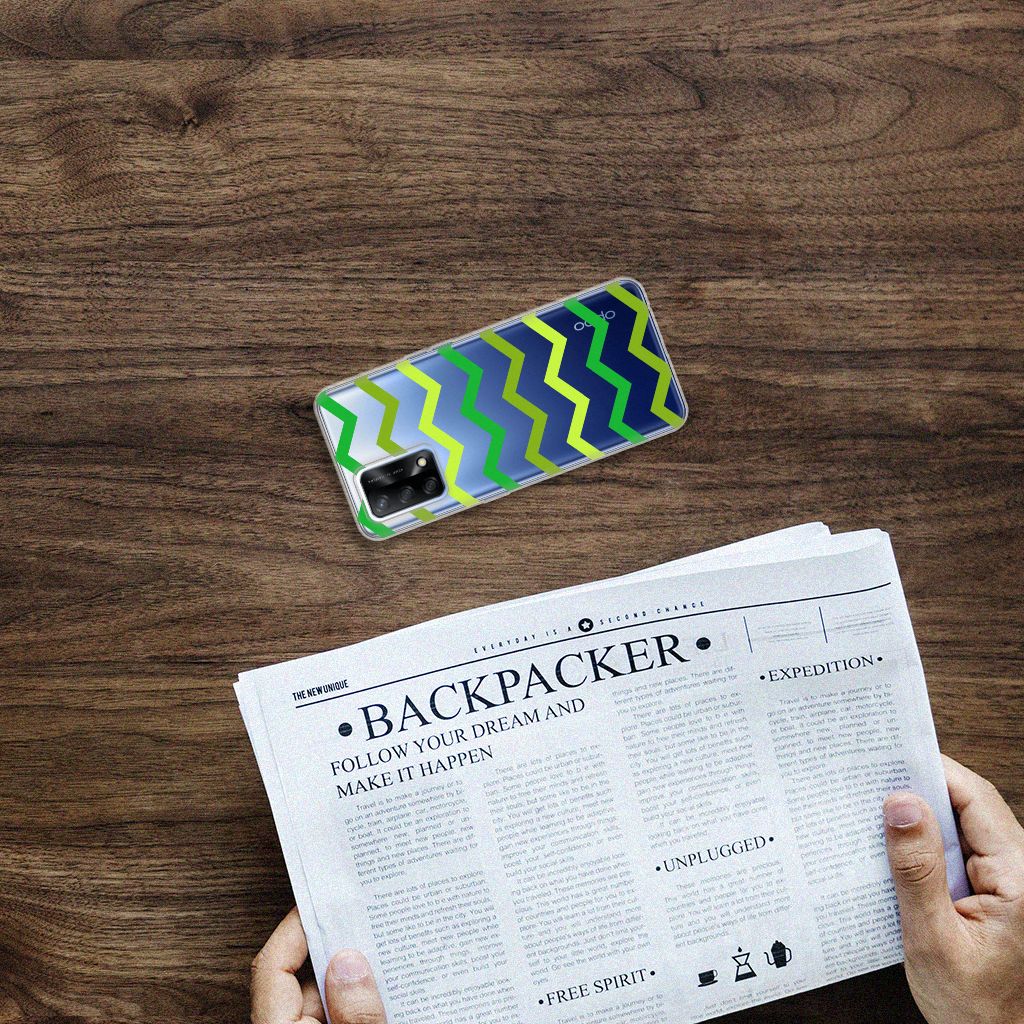 OPPO A74 4G TPU bumper Zigzag Groen B2C Telecom