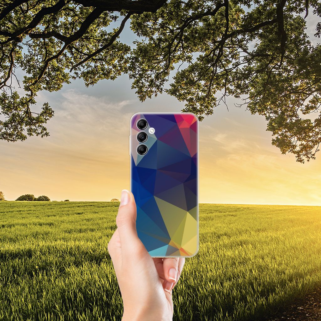 Samsung Galaxy A14 5G TPU Hoesje Polygon Dark met abstract ontwerp in de natuur