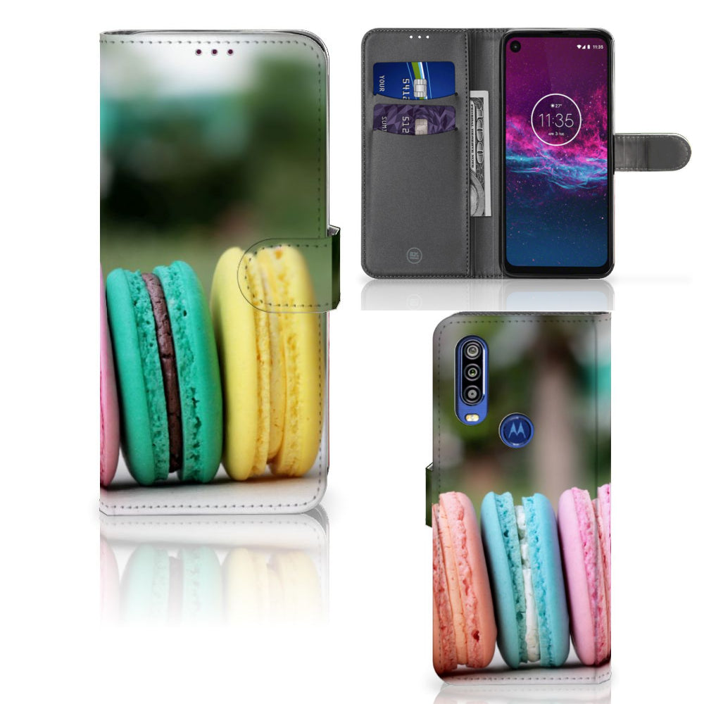 Motorola One Action Book Cover Macarons