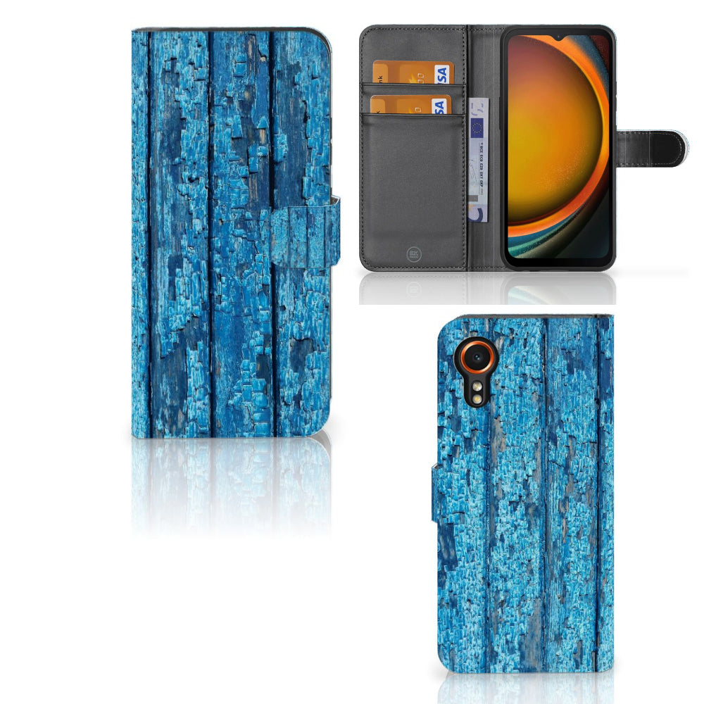 Samsung Galaxy Xcover 7 Book Style Case Wood Blue