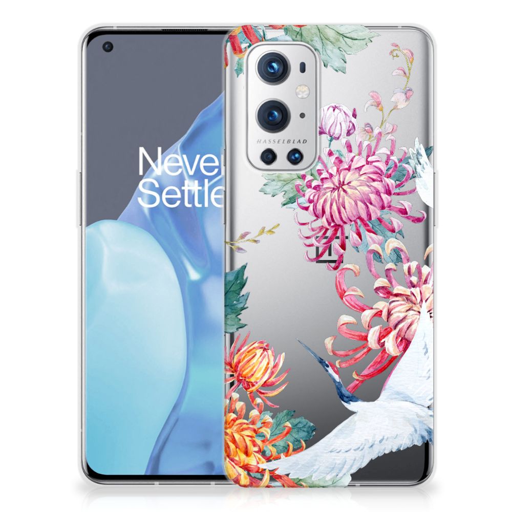 OnePlus 9 Pro TPU Hoesje Bird Flowers