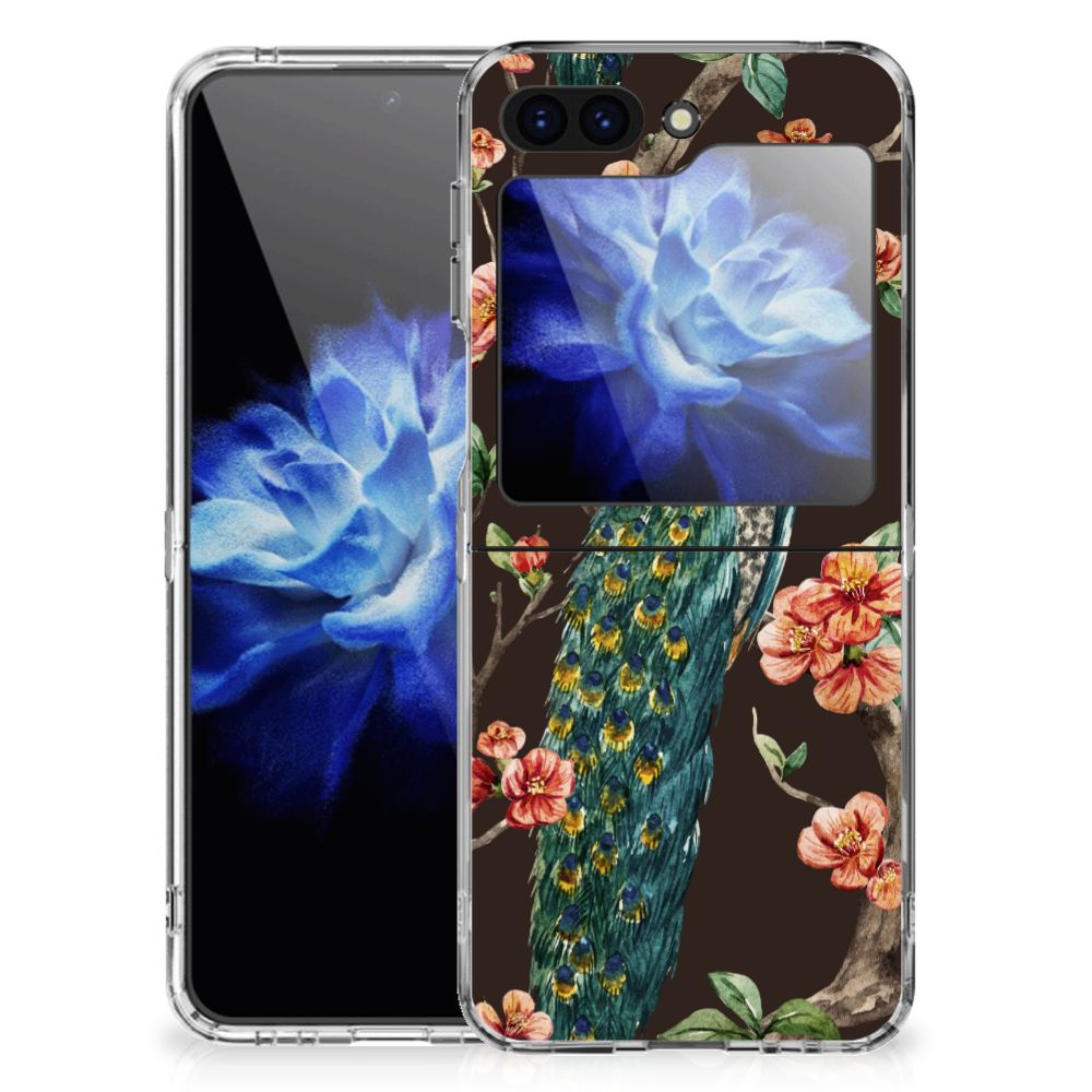 Samsung Galaxy Z Flip 5 TPU Hoesje Pauw met Bloemen