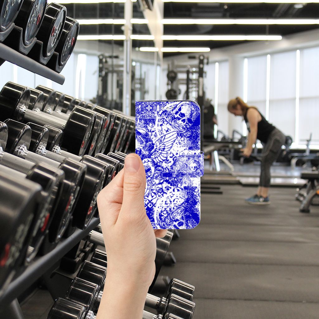Telefoonhoesje met Naam Samsung Galaxy S7 Angel Skull Blauw