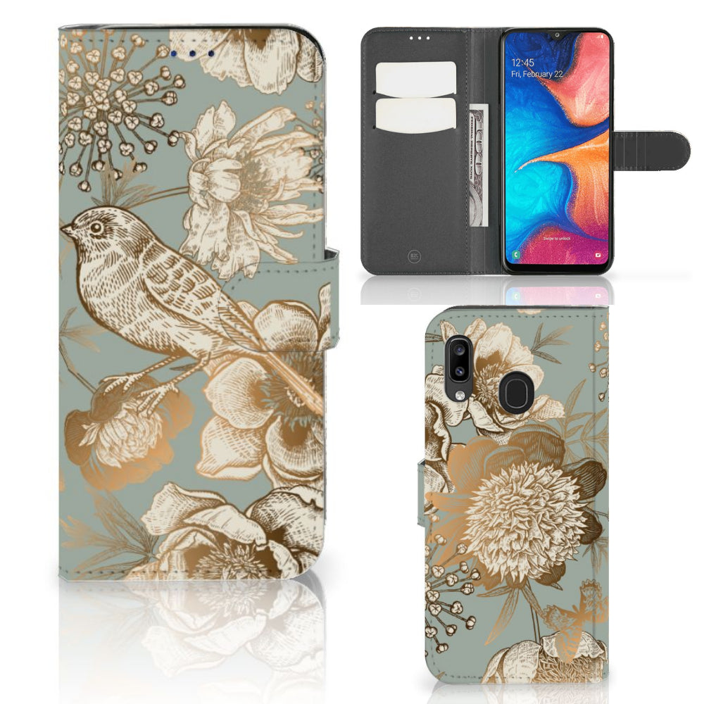 Hoesje voor Samsung Galaxy A30 Vintage Bird Flowers