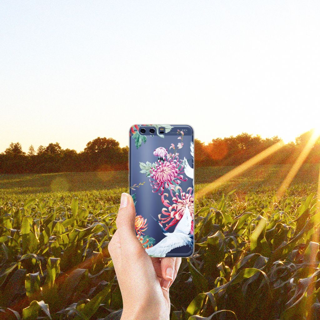 Huawei P10 Plus TPU Hoesje Bird Flowers
