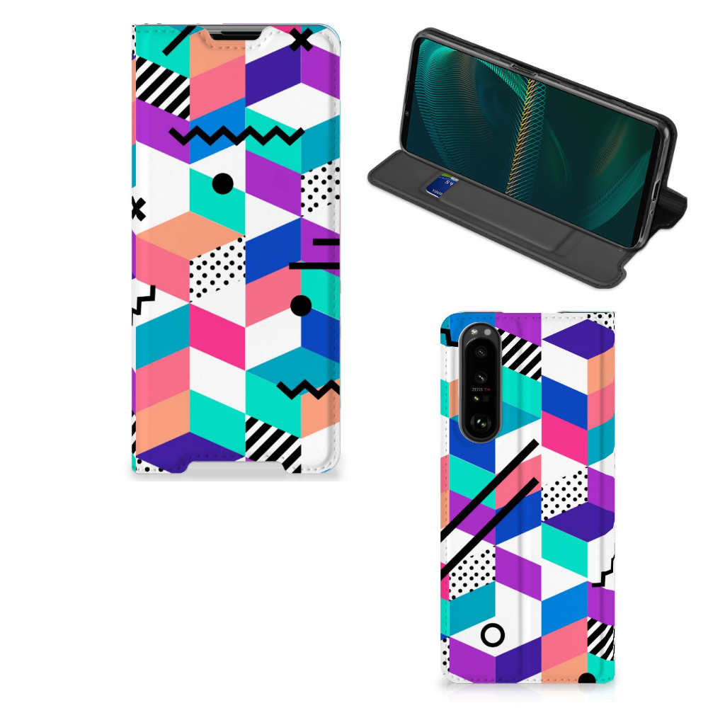 Sony Xperia 5 III Stand Case Blokken Kleurrijk - B2C Telecom