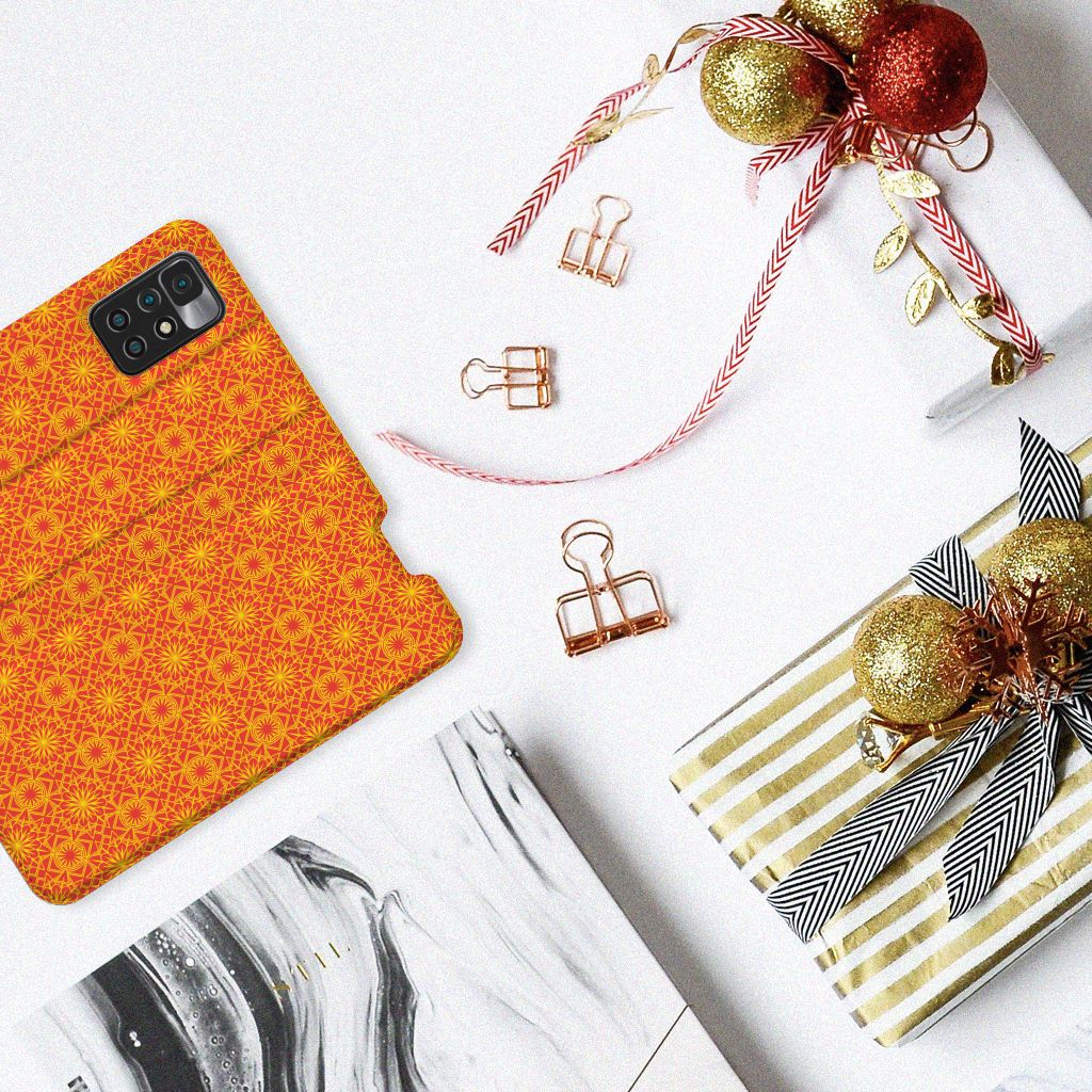 Xiaomi Redmi 10 Hoesje met Magneet Batik Oranje - B2C Telecom