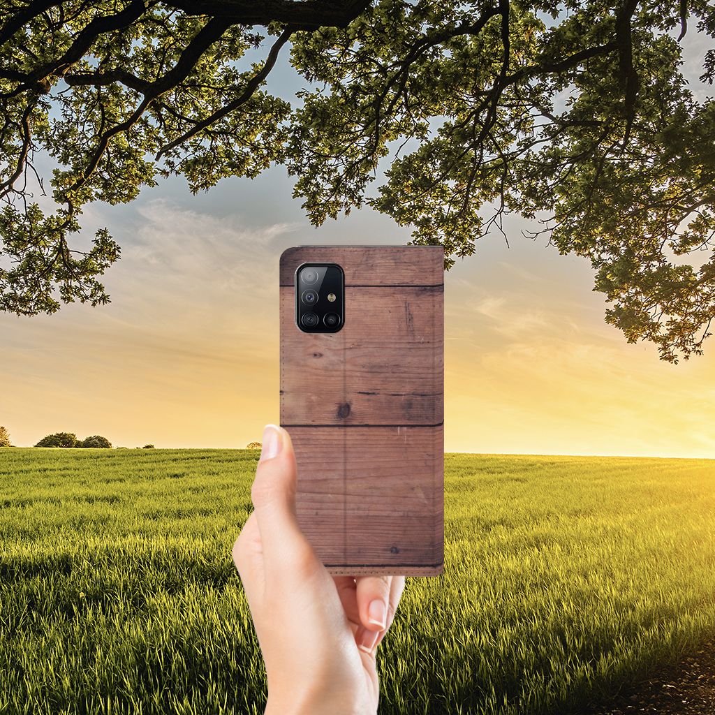 Samsung Galaxy A71 Book Wallet Case Old Wood - B2C Telecom