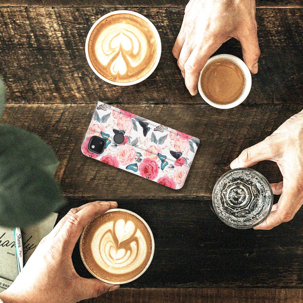 Google Pixel 4a Smart Cover Butterfly Roses - B2C Telecom