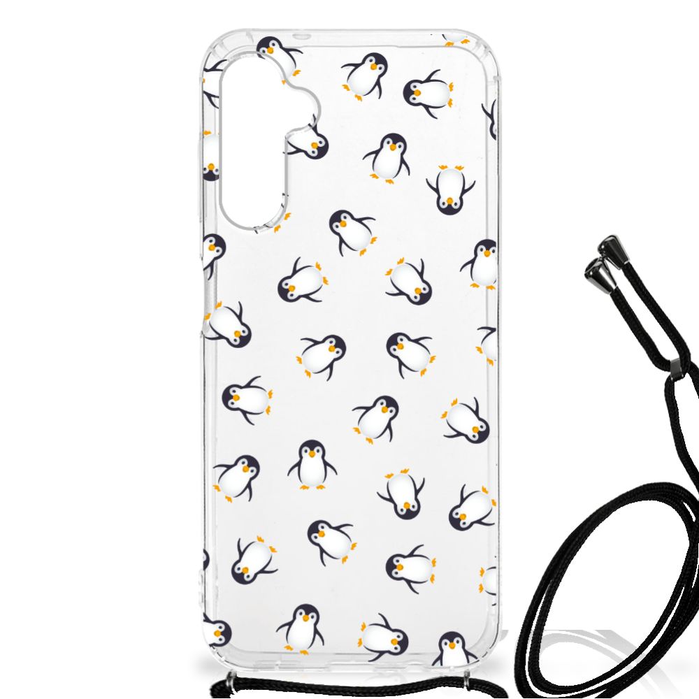 Doorzichtige Silicone Hoesje voor Samsung Galaxy A14 5G Pinguïn met schattige pinguïnprint.