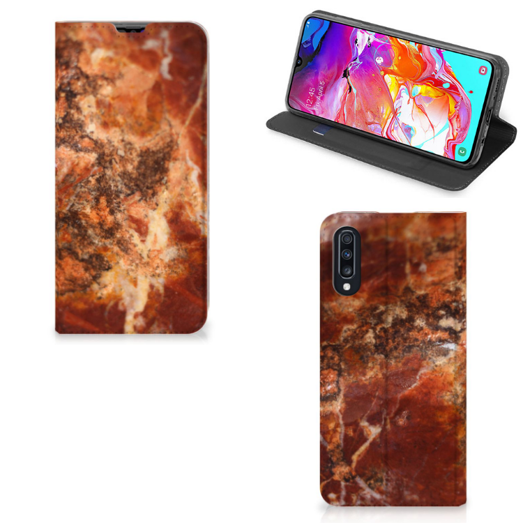 Samsung Galaxy A70 Standcase Marmer Bruin