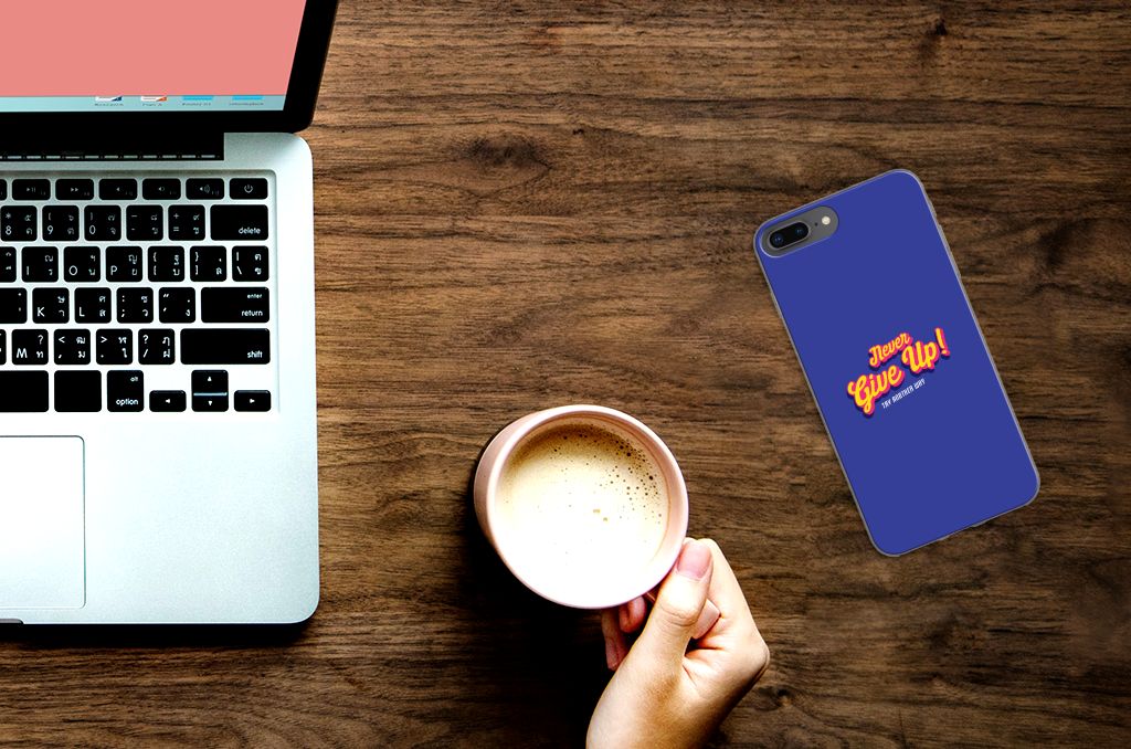 Apple iPhone 7 Plus | 8 Plus Siliconen hoesje met naam Never Give Up
