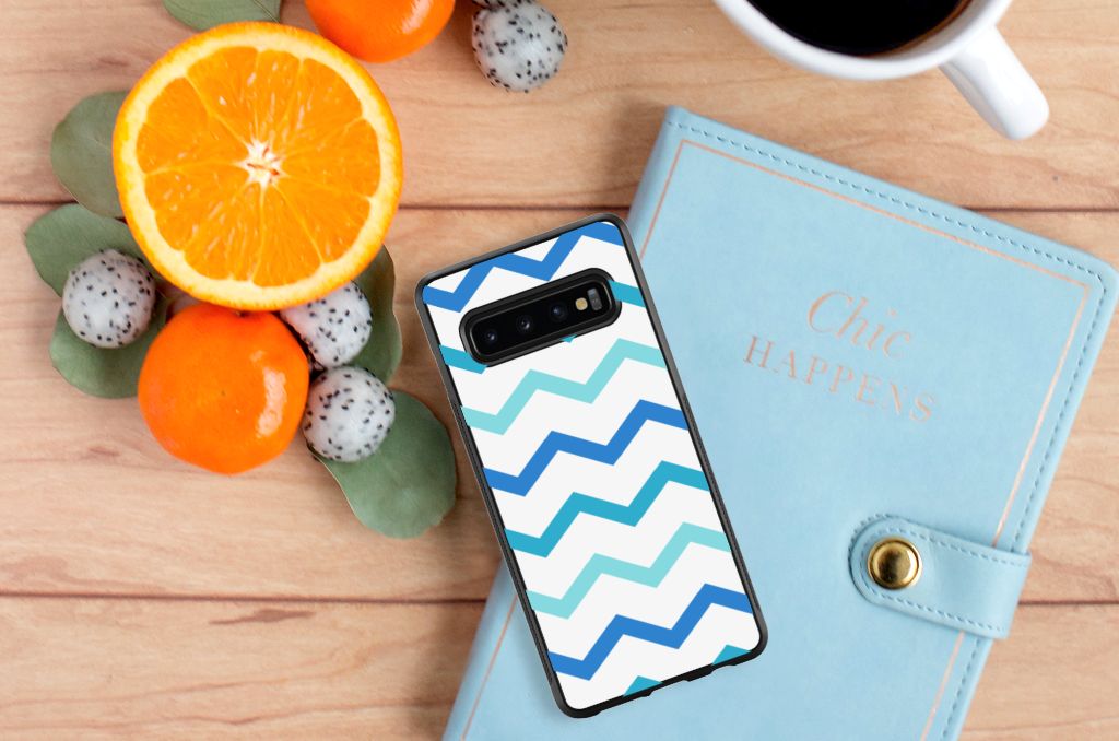 Samsung Galaxy S10+ Bumper Case Zigzag Blauw B2C Telecom