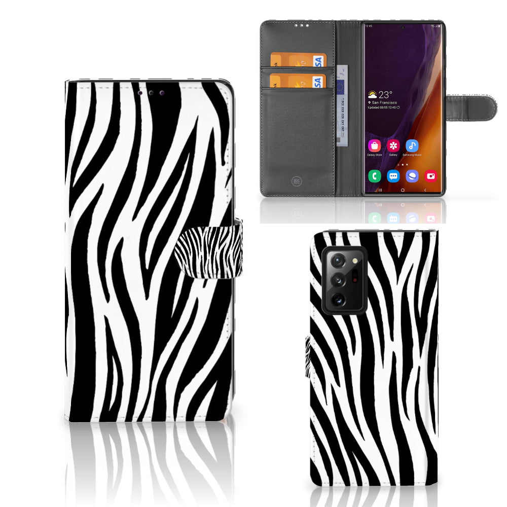 Samsung Galaxy Note20 Ultra Telefoonhoesje met Pasjes Zebra