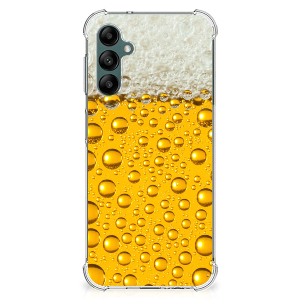 Samsung Galaxy A14 5G/4G Beschermhoes Bier met sprankelende bierresten en druppels op een transparante achtergrond.