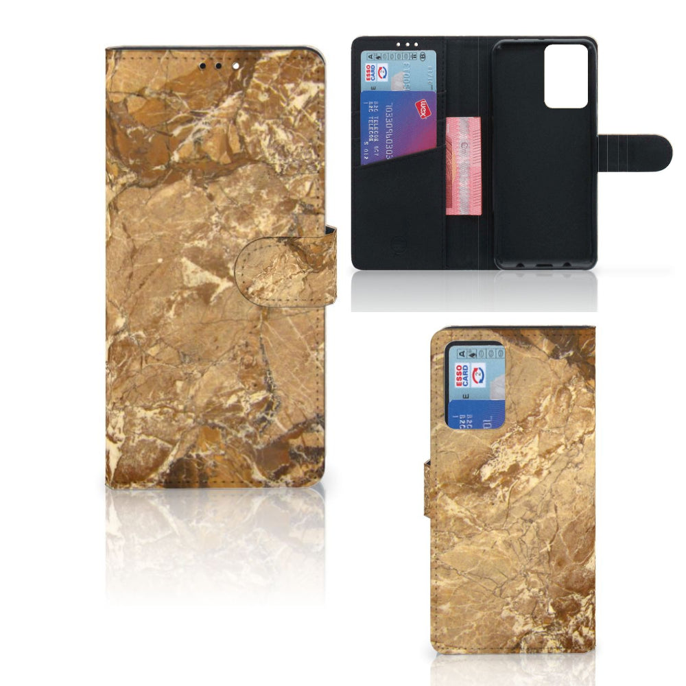 Xiaomi Redmi Note 10 Pro Bookcase Marmer Creme met luxe marmerlook en pasjeshouder