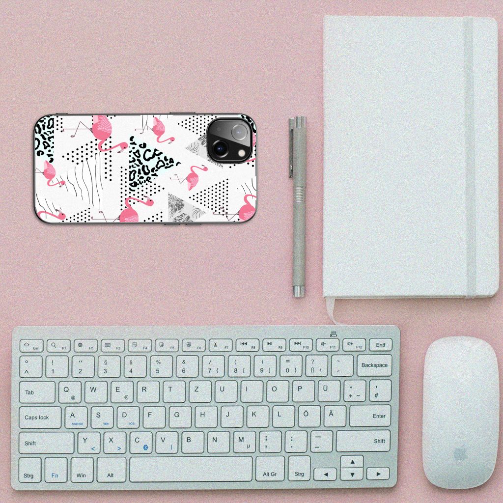 iPhone 14 Plus Dierenprint Telefoonhoesje Flamingo Triangle B2C Telecom