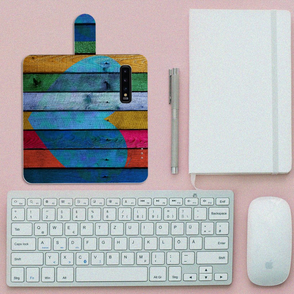 Samsung Galaxy S10 Book Style Case Wood Heart - Cadeau voor je Vriend
