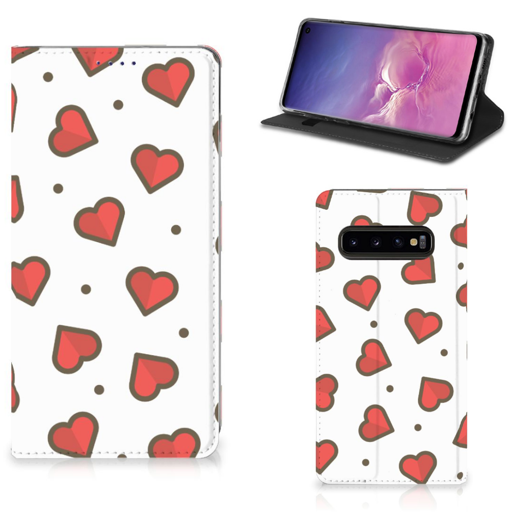 Samsung Galaxy S10 Hoesje met Magneet Hearts