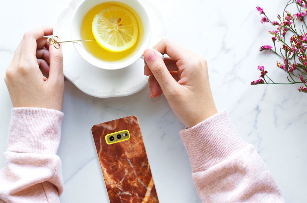 Samsung Galaxy S10e TPU Siliconen Hoesje Marmer Bruin