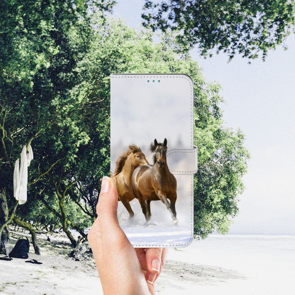 Motorola Moto G51 5G Telefoonhoesje met Pasjes Paarden
