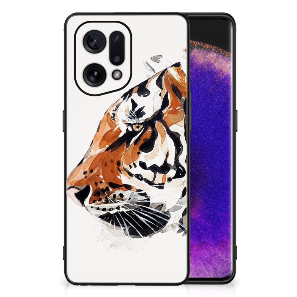 Kleurrijke Telefoonhoesje OPPO Find X5 Watercolor Tiger B2C Telecom