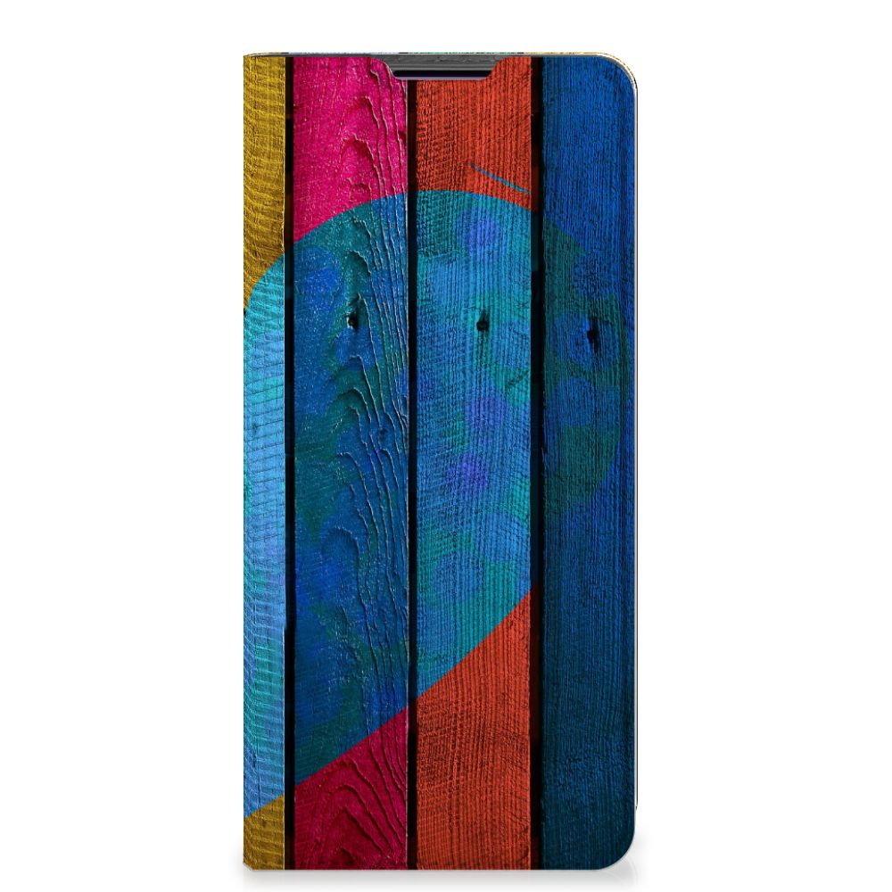 Motorola Edge 30 Pro Book Wallet Case Wood Heart - Cadeau voor je Vriend