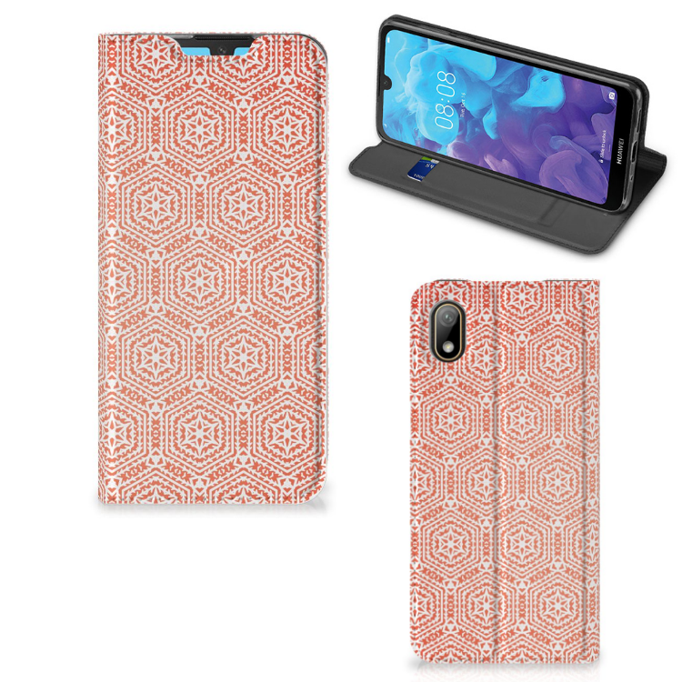 Huawei Y5 (2019) Hoesje met Magneet Pattern Orange - B2C Telecom