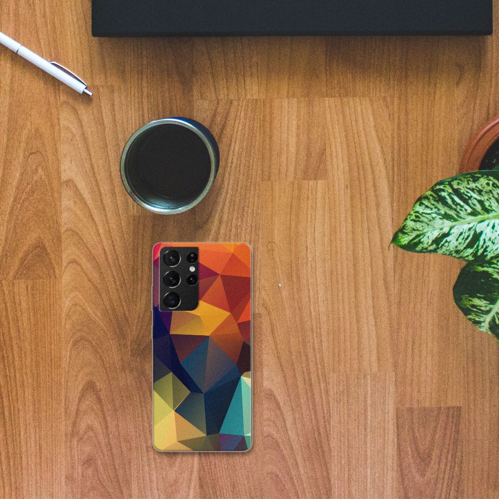 Samsung Galaxy S21 Ultra TPU Hoesje Polygon Color B2C Telecom