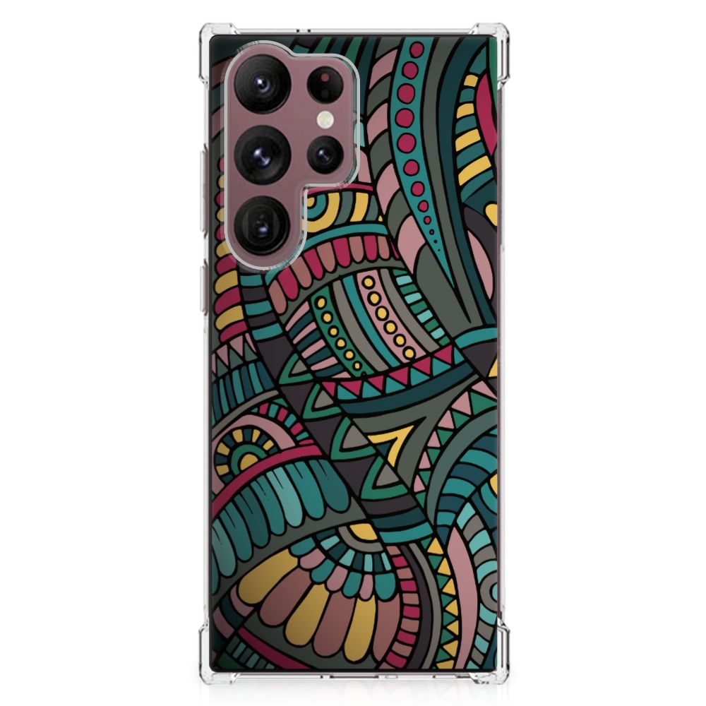Samsung Galaxy S23 Ultra Doorzichtige Silicone Hoesje Aztec