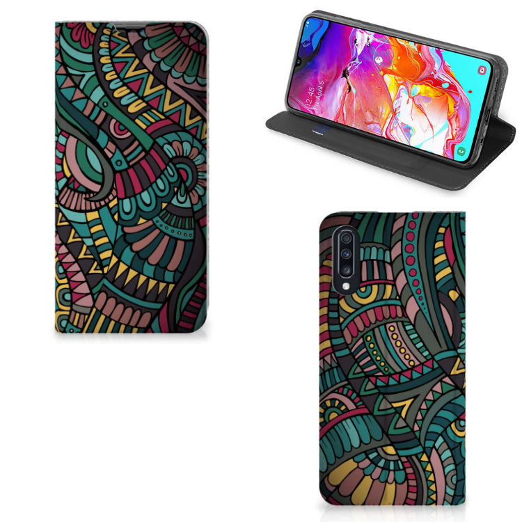 Samsung Galaxy A70 Hoesje met Magneet Aztec