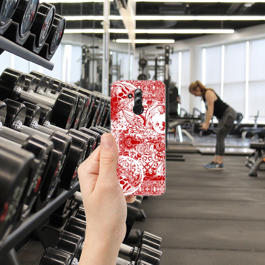 Silicone Back Case Huawei Mate 20 Lite Angel Skull Rood