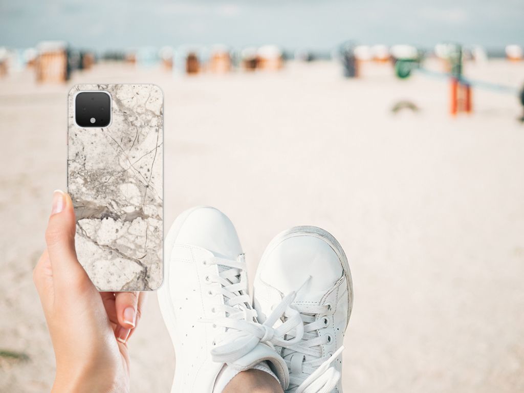 Google Pixel 4 TPU Siliconen Hoesje Marmer Beige B2C Telecom