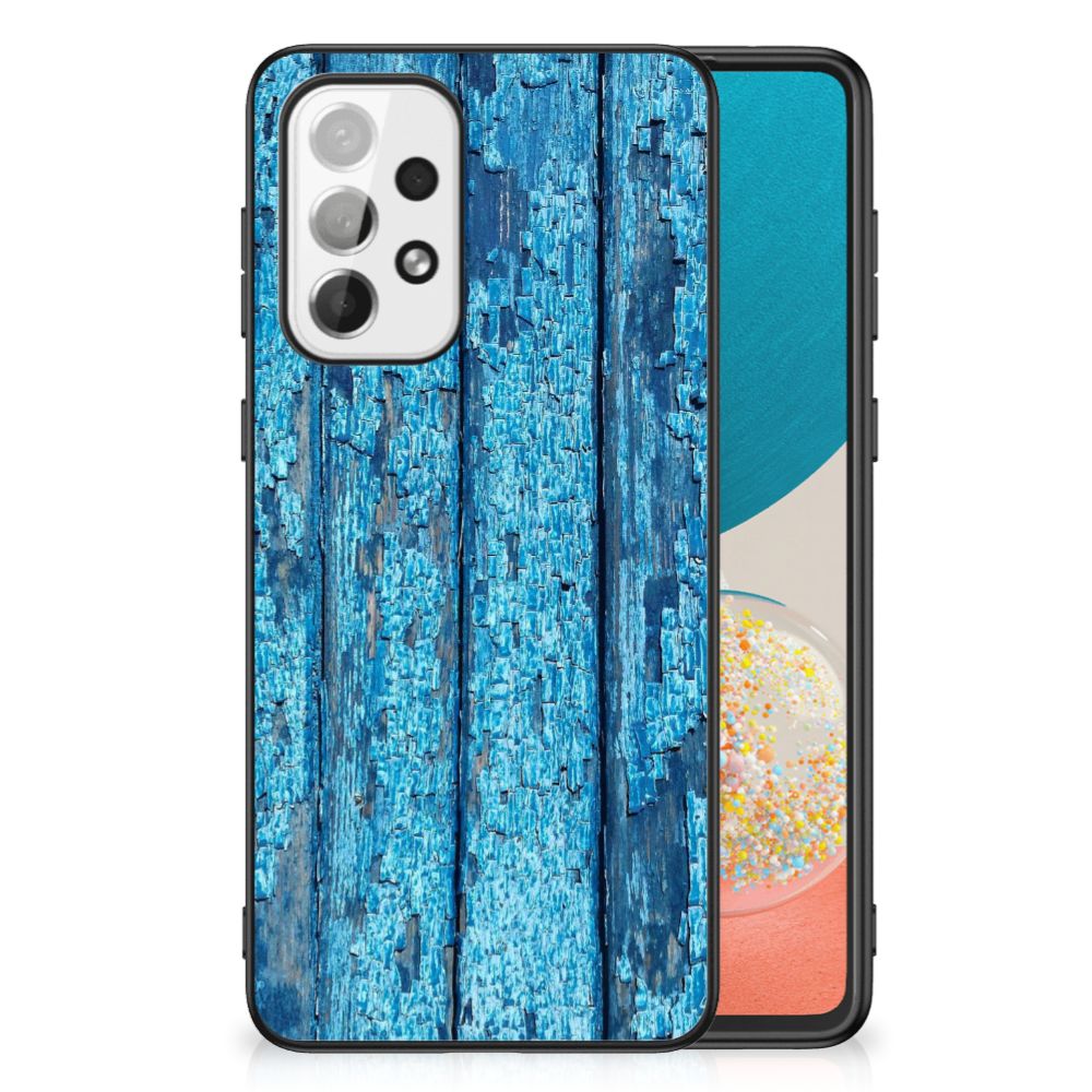 Samsung Galaxy A73 Houten Print Telefoonhoesje Wood Blue B2C Telecom